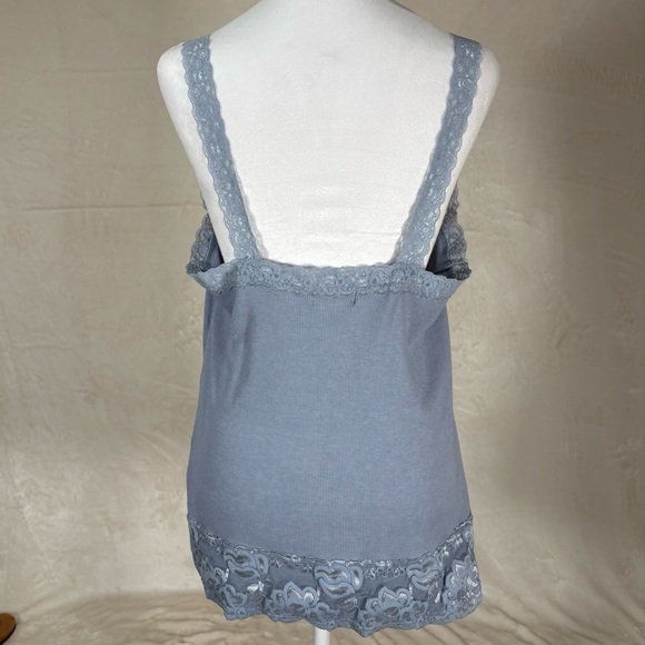 Vintage Maurices Women Y2K Cami Lace Trim Pastel Blue Tank Top Plus sz 16/18 - Picture 8 of 9